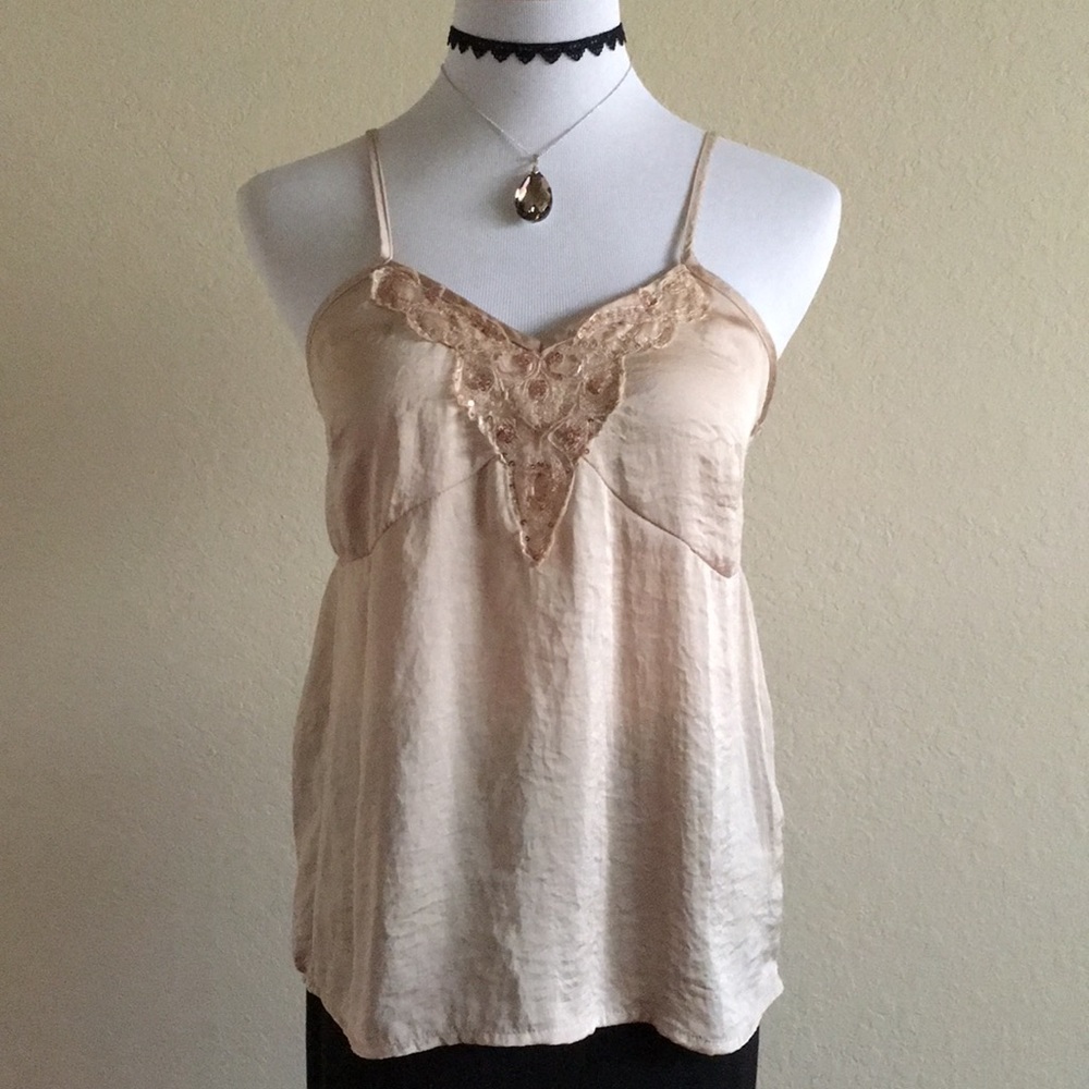 OneWorld Satin Baby Doll Cami, Tan